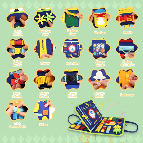 Carte senzoriala educativa Montessori, model alfabet, 3 pagini, albastru [3]