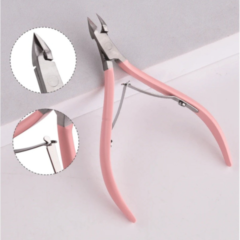 Cleste pentru unghii si cuticule, clasic, otel inoxidabil, cu protectie varf, roz [2]