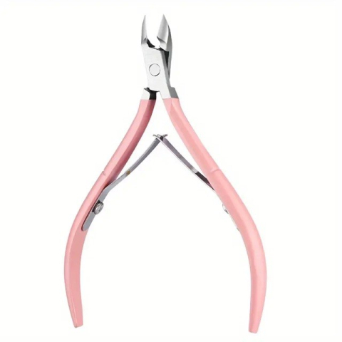 Cleste pentru unghii si cuticule, clasic, otel inoxidabil, cu protectie varf, roz [3]