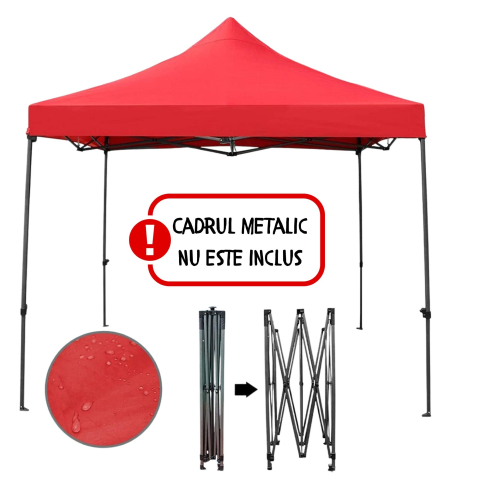 Copertina pentru pavilion, acoperis cort pliabil, rezistenta 420D, 3 x 3 m, rosu [1]