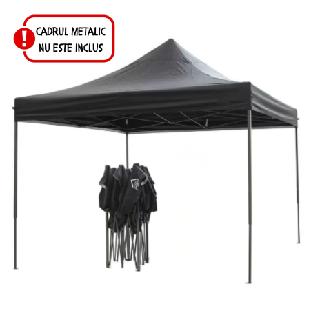 Copertina pentru pavilion, acoperis cort pliabil, rezistenta 420D, 3x3 m, negru [4]