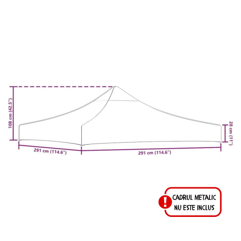 Copertina pliabila pentru pavilion, acoperis cort 420D, protectie soare si ploaie, 3x3 m, alb [2]