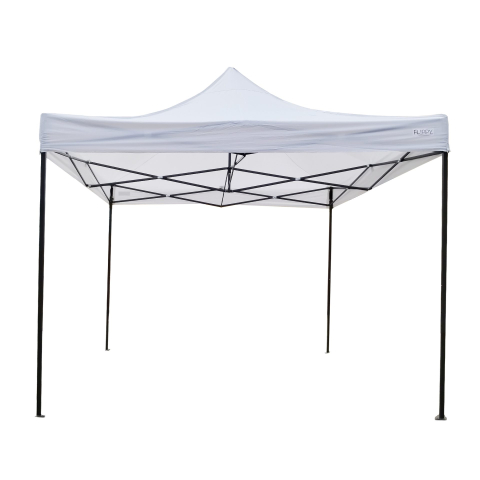 Cort pavilion pliabil 3x3m, cadru metal ranforsat, acoperis 420D polyester oxford, alb [3]