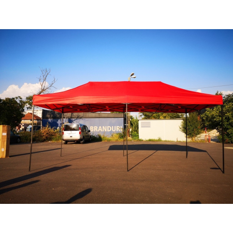 Cort pavilion pliabil 3x6m, cadru metalic, reglabil pe inaltime, rosu [4]