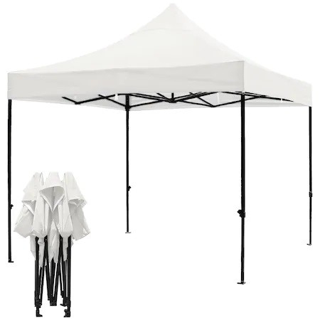 Cort pavilion pliabil pentru evenimente, cadru metalic, 2x2 m, alb [2]