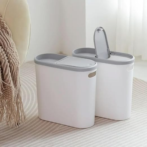Cos de gunoi cu capac automat, design oval ingust, plastic PP, 10 litri [1]