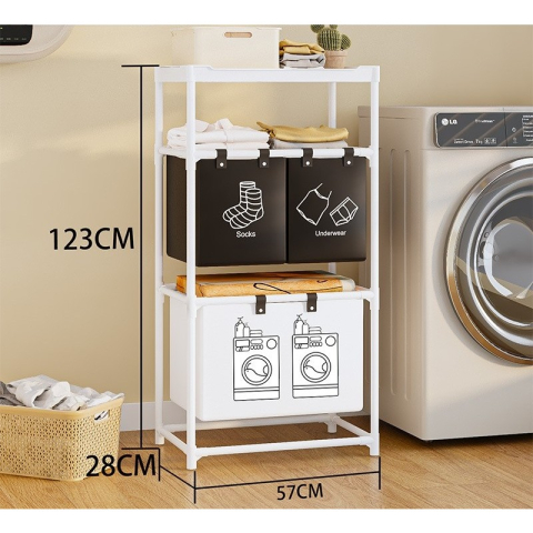 cos de rufe cu 3 rafturi si cosuri alb [2]