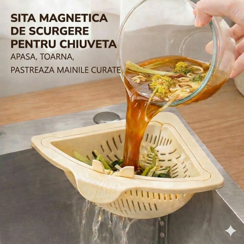 Cos scurgere chiuveta, strecuratoare triunghiulara, suport depozitare, silicon crem [3]