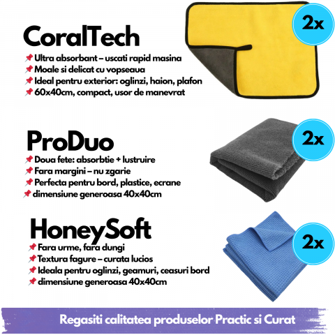 Curat si Clar – Pachet 6 Lavete Auto pentru Interior si Exterior [2]