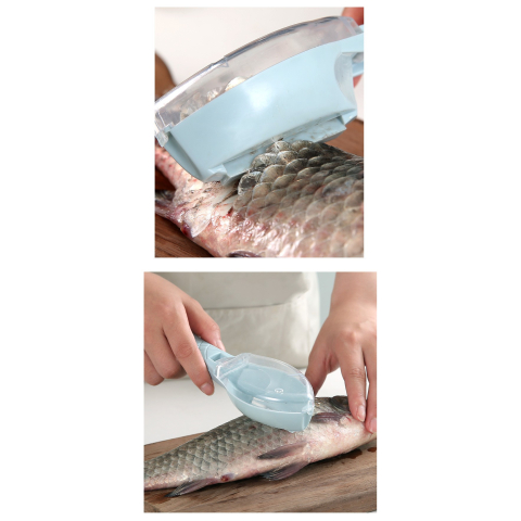 Curatator manual solzi peste, recipient cu capac, plastic, albastru deschis [3]