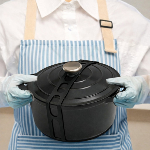 Curea de fixare pentru capace si vase, silicon reutilizabil, rezistenta la temperaturi ridicate, 54 x 5 cm, negru [2]