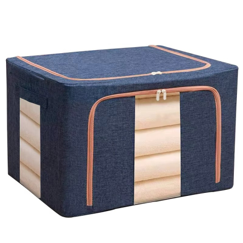 Organizarea casei - Cutie depozitare pliabila, 100 L, 40x42x60 cm, gri, cu manere intarite si fereastra transparenta. Ideala pentru haine, paturi, perne si articole de sezon.