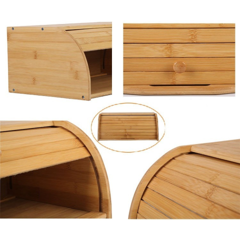 Cutie de paine, multifunctionala, din lemn de bambus, 40 x 27 x 17.3 cm, natur [3]
