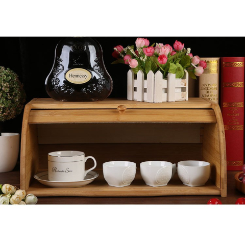 Cutie de paine, multifunctionala, din lemn de bambus, 40 x 27 x 17.3 cm, natur [6]