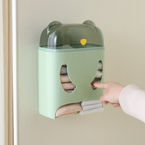 Cutie depozitare adeziva model urs, montare perete, 18x11x25 cm verde [3]