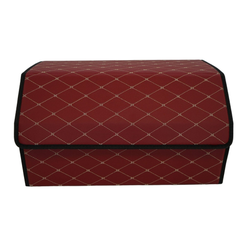 Accesorii Auto - Cutie depozitare auto pliabila, 2 compartimente, piele ecologica bordo, 55x30x30 cm
