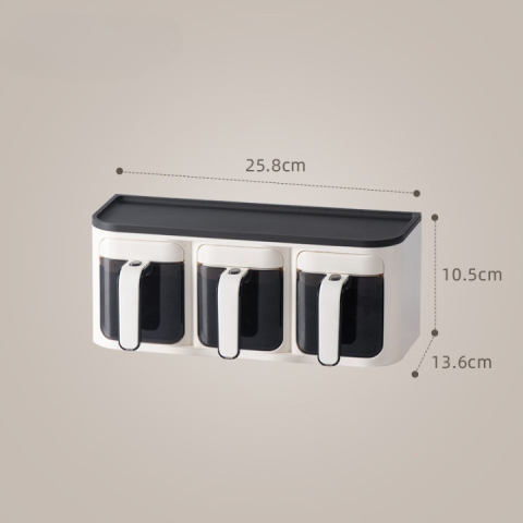 cutie depozitare condimente 3 compartimente alb-negru [2]