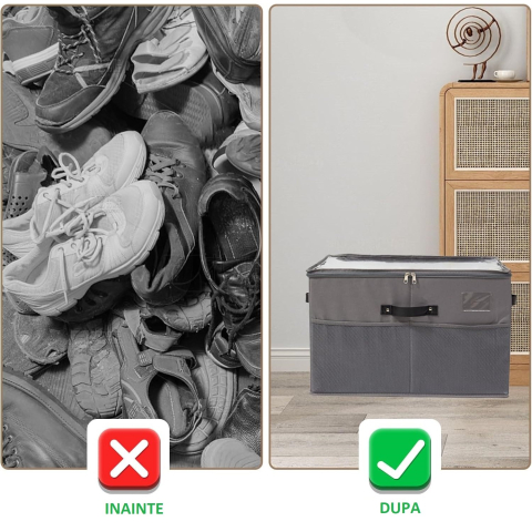 cutie depozitare pantofi transparenta pliabila cu fermoar [1]