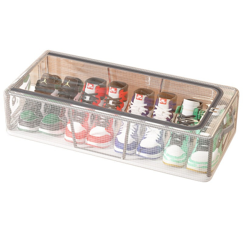 Organizatoare pantofi - Pachet 1+1 Cutie Depozitare Pantofi, pliabila, plasa PVC impermeabila, cadru otel