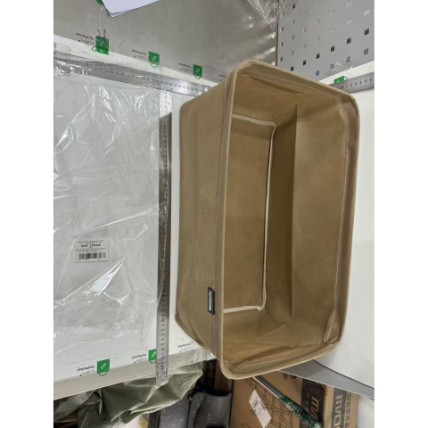 Cutie depozitare pentru haine, textil cu cadru metalic, manere laterale, 48x28x25 cm, kaki [5]