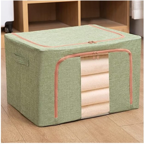 Pachet 2+1 Cutie depozitare pliabila cu fermoar, capacitate 100 L, textil verde [2]