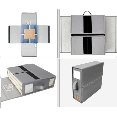 Cutie depozitare pliabila pentru lenjerii, capacitate 18 litri, panza Oxford cu PP, gri [5]