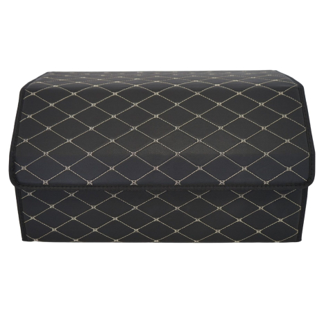 Accesorii Auto - Cutie depozitare portbagaj pliabila, piele ecologica, 2 compartimente, 55x30x30 cm