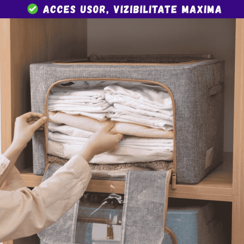 cutie depozitare pliabila 66l gri textil [4]