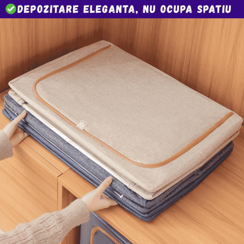 cutie depozitare pliabila 66l gri textil [1]