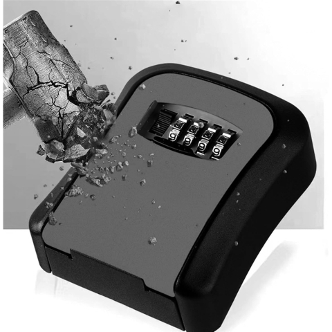 Cutie pentru chei cu parola, cod 4 cifre, aliaj aluminiu si plastic, negru [1]