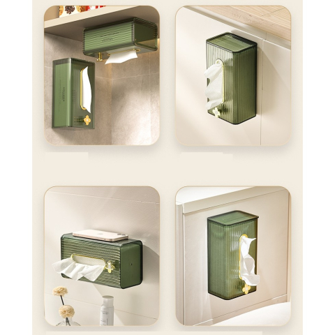 cutie suport servetele plastic dur verde montare perete [4]