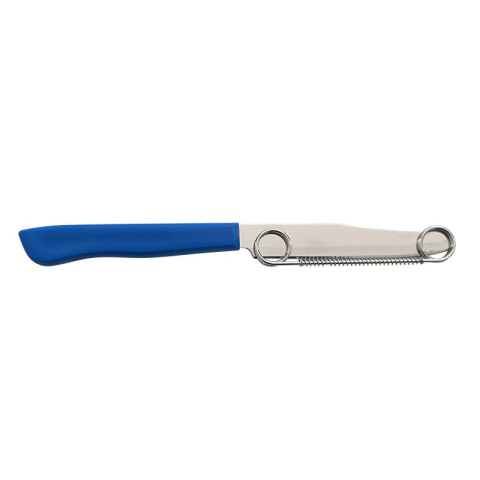 Bucatarie & Gatit - Cutit 2 in 1 pentru feliere si curatare, grosime reglabila, lama otel inoxidabil, 22 cm, albastru