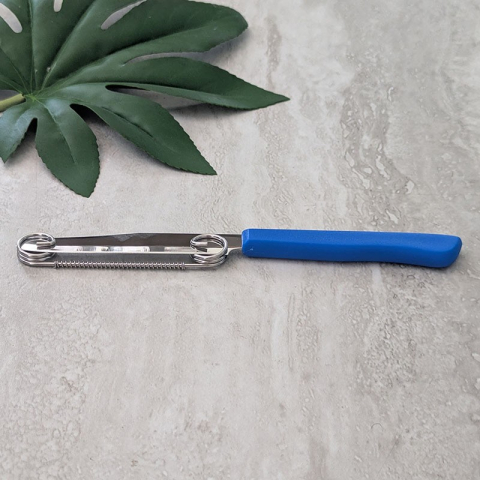 Cutit 2 in 1 pentru feliere si curatare, grosime reglabila, lama otel inoxidabil, 22 cm, albastru [6]
