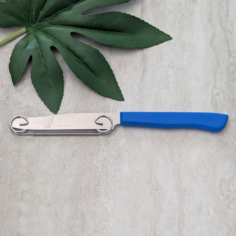 Cutit 2 in 1 pentru feliere si curatare, grosime reglabila, lama otel inoxidabil, 22 cm, albastru [7]