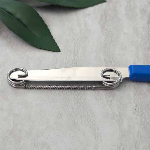 Cutit 2 in 1 pentru feliere si curatare, grosime reglabila, lama otel inoxidabil, 22 cm, albastru [5]