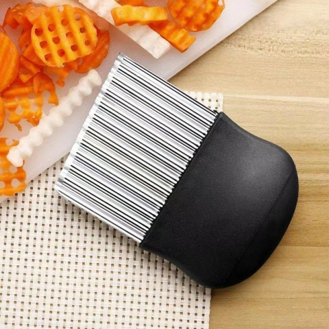 Cutit pentru cartofi ondulati, taieturi precise, maner ergonomic, negru [5]