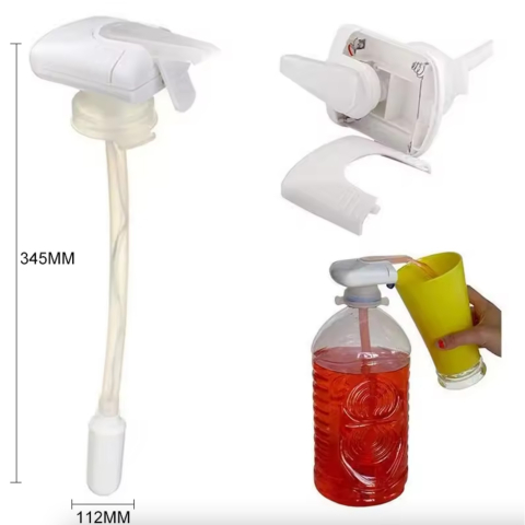 Dispenser dozator automat pentru bauturi, model electric cu baterii AA, tub lung, plastic alb [2]