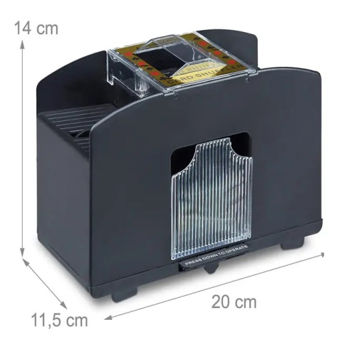 Dispozitiv automat pentru amestecat carti, capacitate doua pachete, functionare pe baterii AA [1]