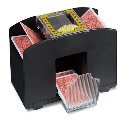 Articole de petrecere - Dispozitiv automat pentru amestecat carti, capacitate doua pachete, functionare pe baterii AA