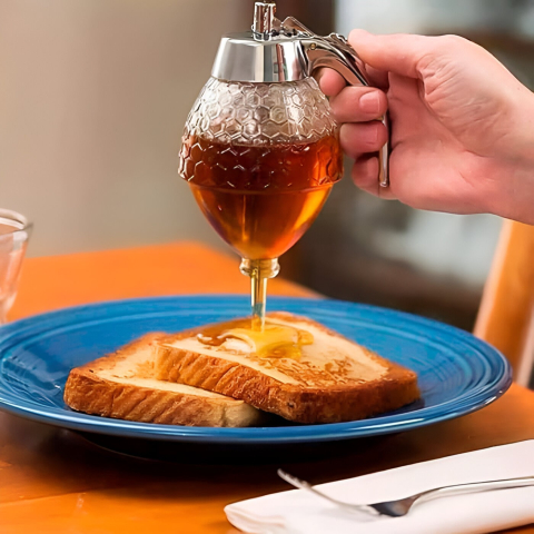 dozator miere dispenser fara picurare borcan tip fagure transparent [2]