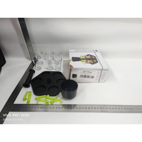 Dozator hexagonal de shoturi, model Dozator Shoturi, set complet cu 6 pahare, sticla neagra [8]