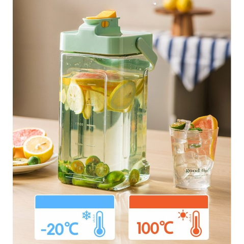 Dozator portabil pentru bauturi, capac etans, recipient gradat, 3.5 litri, verde [1]