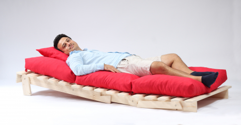 Fotoliu Pufrelax Sezlong Lemn Fubsy, 170 cm x 88 cm x 73 cm, Mare, Bombay Montana Red [2]