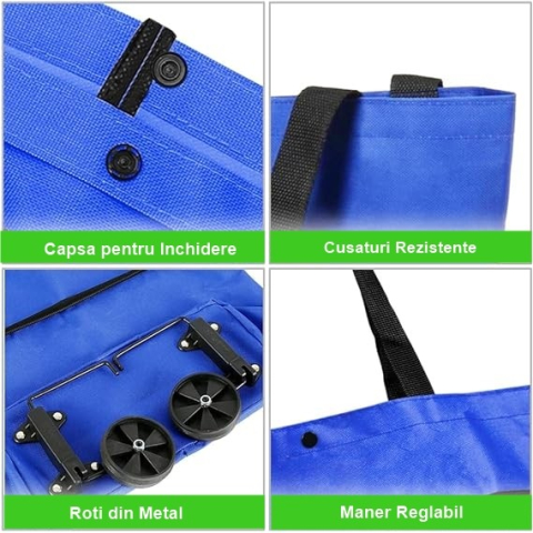 geanta pliabila cumparaturi cu carucior albastru 19 l [3]