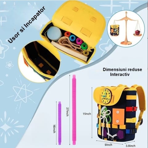 Ghiozdan Montessori senzorial copii 2-6 ani cu activitati educative [3]