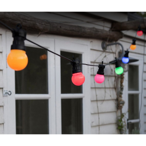 Iluminat Exterior - Ghirlanda luminoasa cu 20 LED-uri model Bulb, interconectabila, 10 m, multicolor