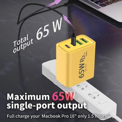 incarcator fast charge 65w 4 porturi usb galben [4]