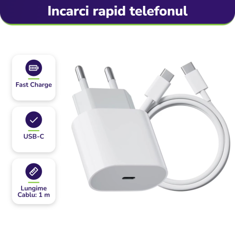 incarcator usb-c 35w fast charge cablu inclus alb [1]