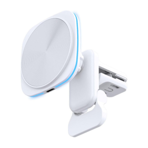 Accesorii Auto - Incarcator wireless auto, statie magnetica, incarcare rapida 15W, ABS alb