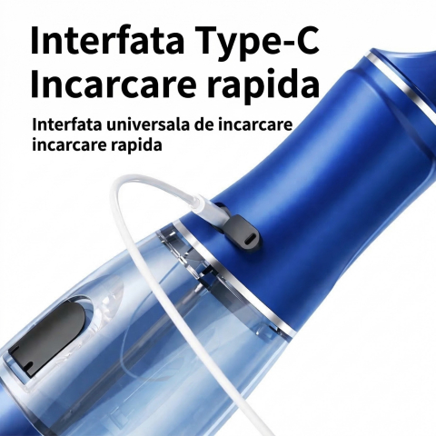 Irigator bucal electric portabil, 3 trepte intensitate, 4 capete, albastru [2]